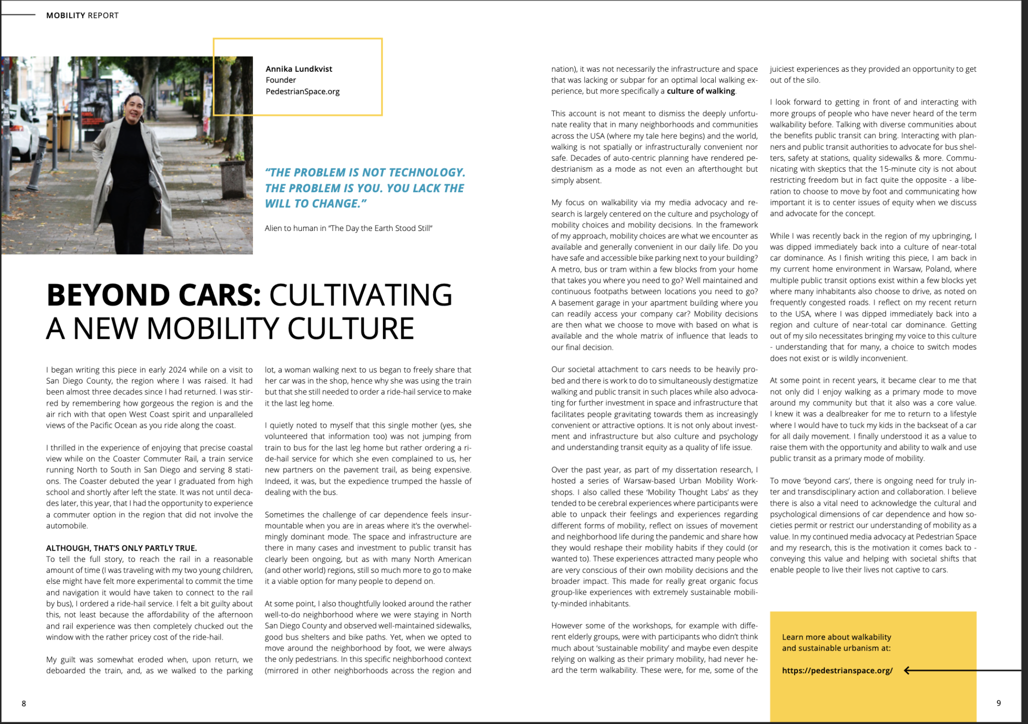 Published in Special Report on the Future of Mobility - Pedestrian Space